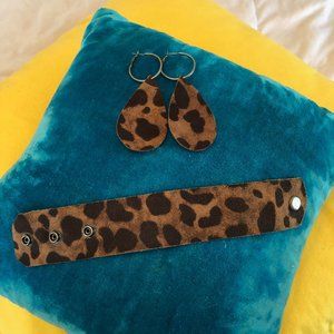 L&B Lucky & Blessed leather earring and cuff set